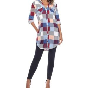 White Mark Colorful Plaid Tunic